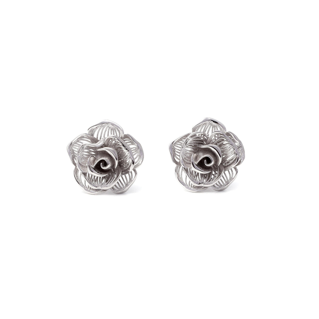 Sterling Silver Rose Earrings – Petite 925 Silver Rose Blooms