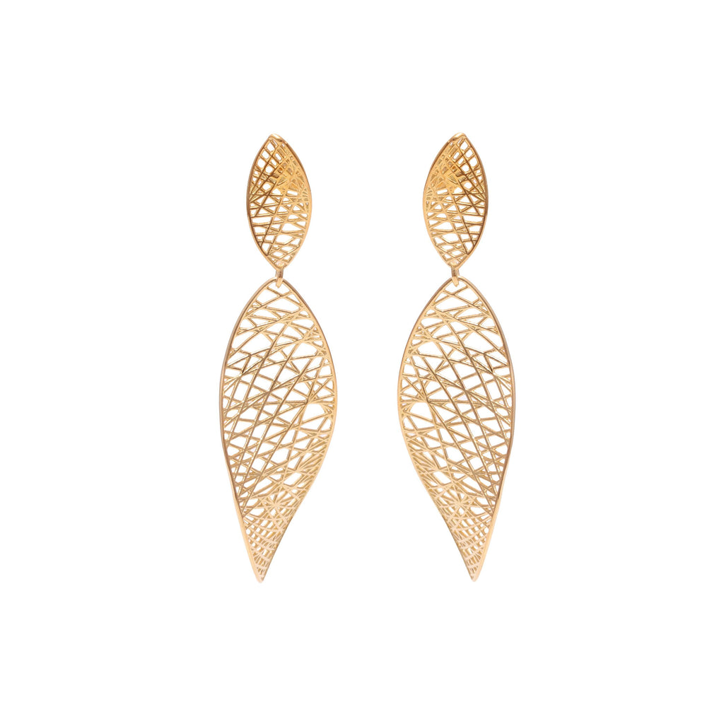 Gold Twist Drop Earrings in 18K Gold-Plated Sterling Silver – Long Dangles