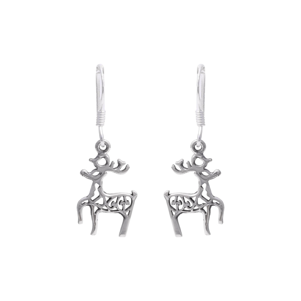 Sterling Silver Reindeer Earrings – 925 Silver Christmas Dangles