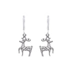 Sterling Silver Reindeer Earrings – 925 Silver Christmas Dangles