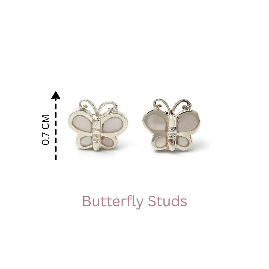 White Butterfly Earrings in 925 Sterling Silver – Petite Silver Butterflies