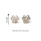 White Butterfly Earrings in 925 Sterling Silver – Petite Silver Butterflies