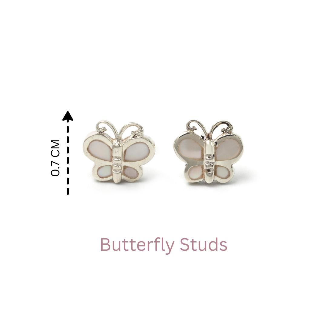 White Butterfly Earrings in 925 Sterling Silver – Petite Silver Butterflies