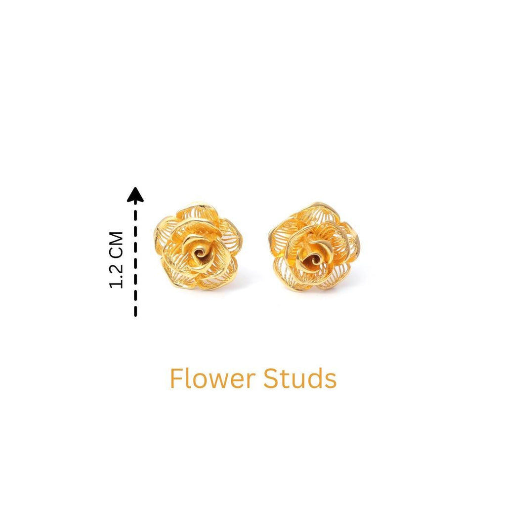 Gold Rose Earrings in 18K Gold-Plated Sterling Silver – Petite Rose Blooms