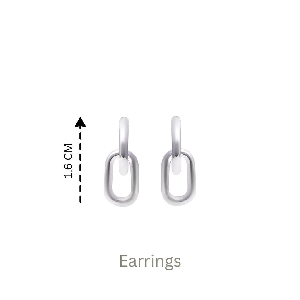 Sterling Silver Linked Earrings – Modern 925 Silver Chain Link Drops