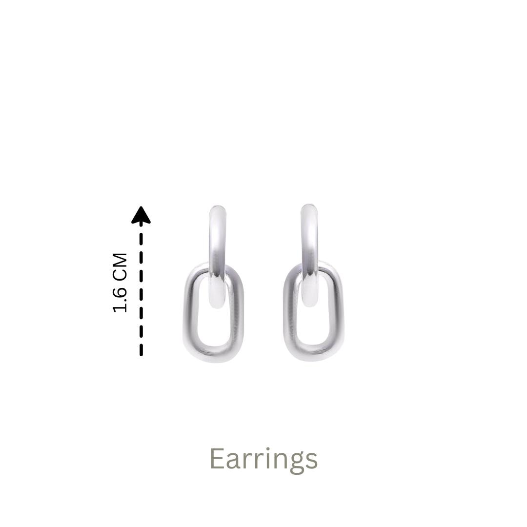Sterling Silver Linked Earrings – Modern 925 Silver Chain Link Drops