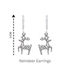Sterling Silver Reindeer Earrings – 925 Silver Christmas Dangles