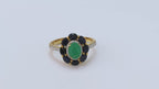 Floral emerald sapphire gemstone ring for women