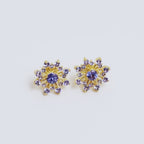 Tanzanite Snowflake Stud Earrings in 18K Gold