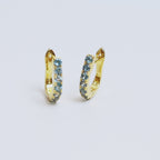 Blue Topaz Huggie Hoop Earrings in 18K Gold