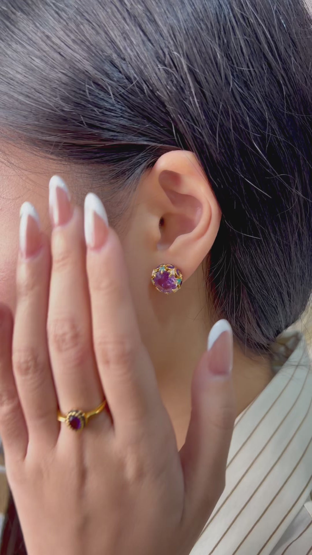 Elegant purple gemstone stud earrings by Jewelry by Crimson