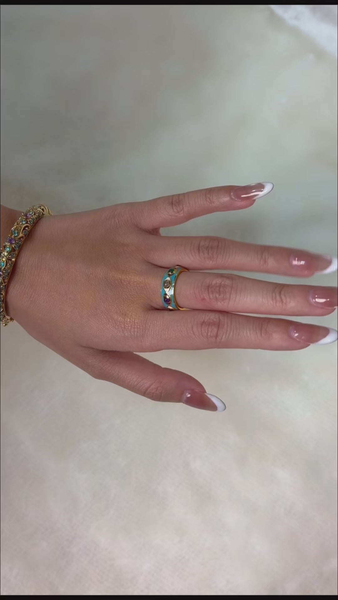 Luxury multi gem statement ring handcrafted in Thailand