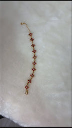 Floral gemstone bracelet with 18K gold plated finish