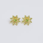 Peridot Snowflake Stud Earrings in 18K Gold