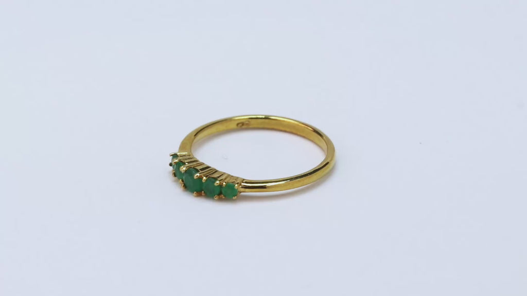 Gold plated emerald ring crafted in 925 sterling silver