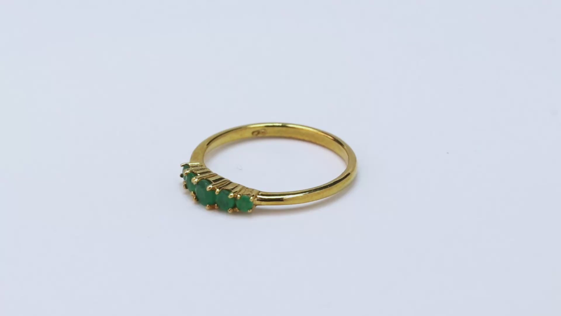Signature – Scarlet Slim Emerald Stone Ring – 14K Gold Plated Silver