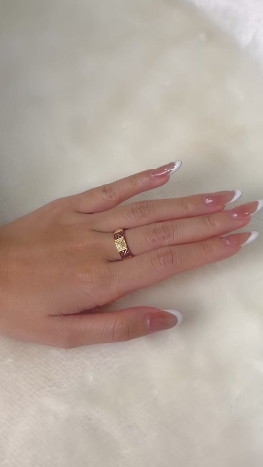 Modern gold plated enamel band handcrafted in Thailand