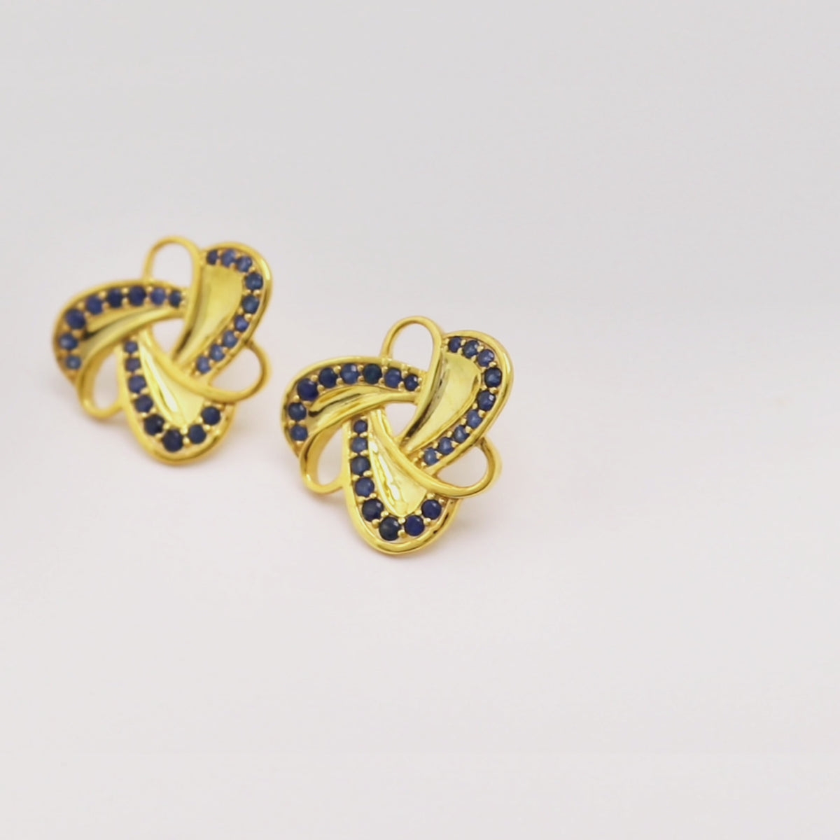 Blue Sapphire Statement Stud Earrings in 18K Gold-Plated Sterling Silver