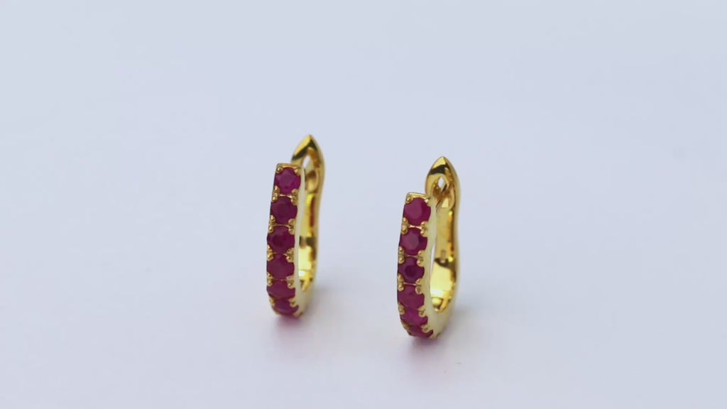 Atelier – GemLine Ruby Hoop Earrings – 14K Gold Plated Silver