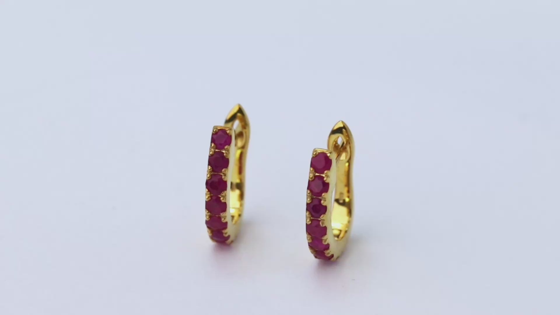 Atelier – GemLine Ruby Hoop Earrings – 14K Gold Plated Silver