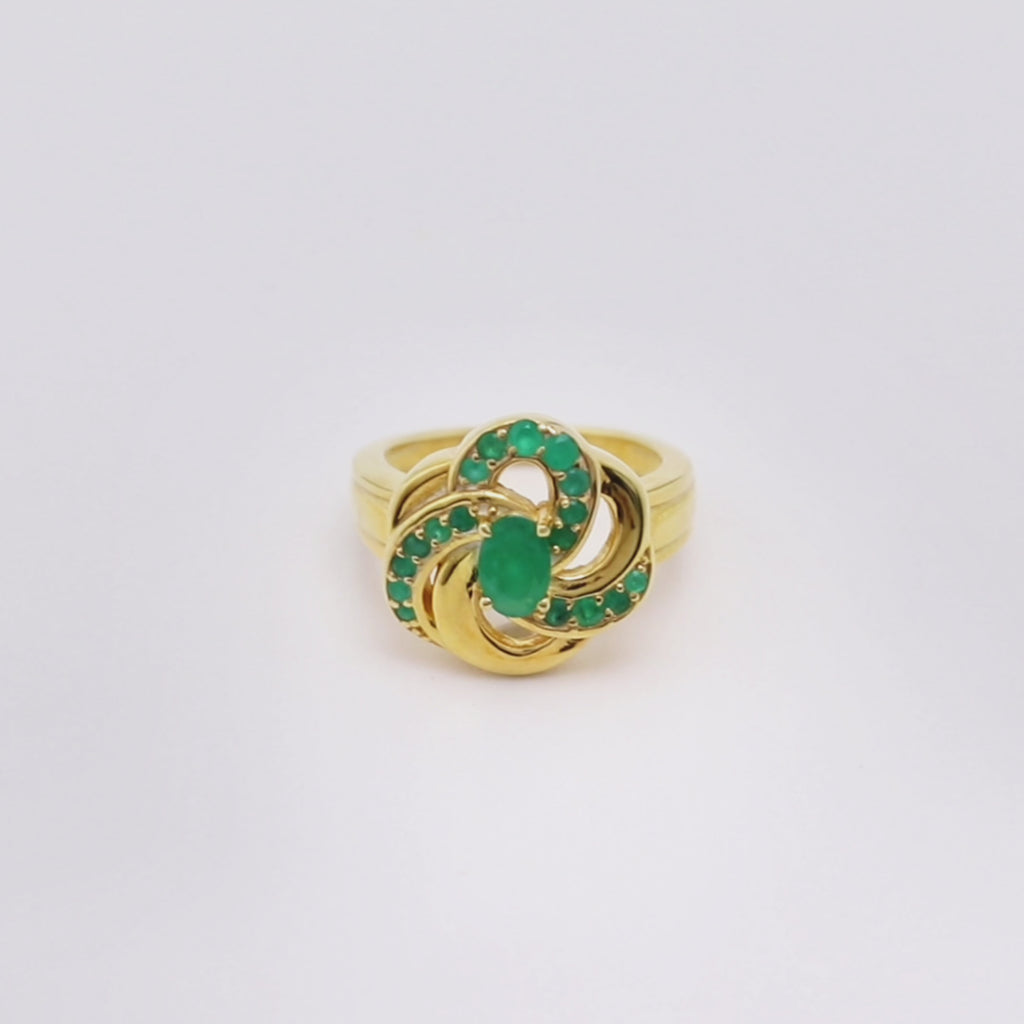Luxury Emerald Engagement Ring in 18K Gold-Plated Sterling Silver