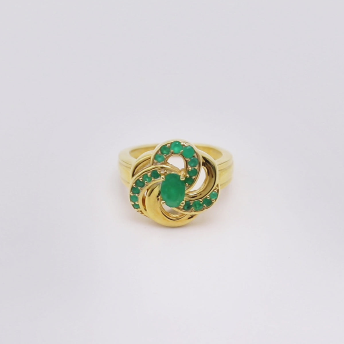 Luxury Emerald Engagement Ring in 18K Gold-Plated Sterling Silver
