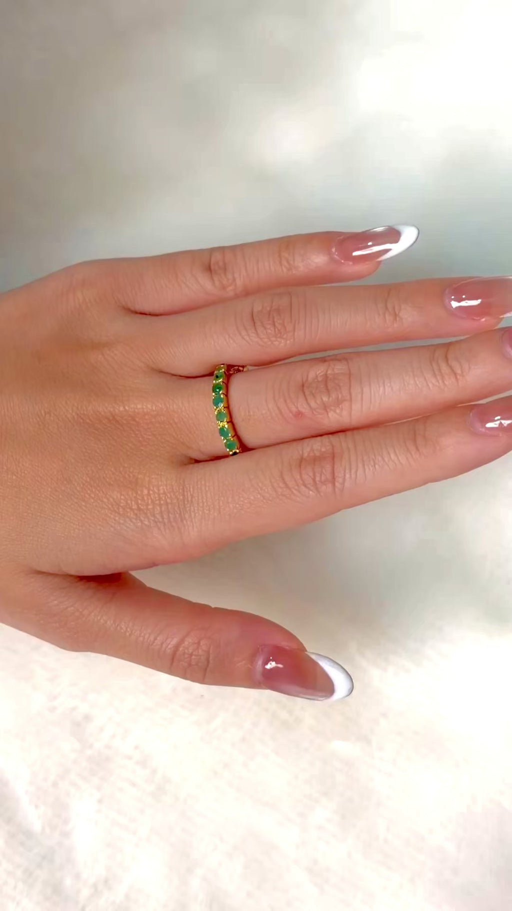 Luxury emerald gemstone ring with gold plated finish