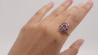 Pink Tourmaline & Tanzanite Halo Ring in 18K Gold