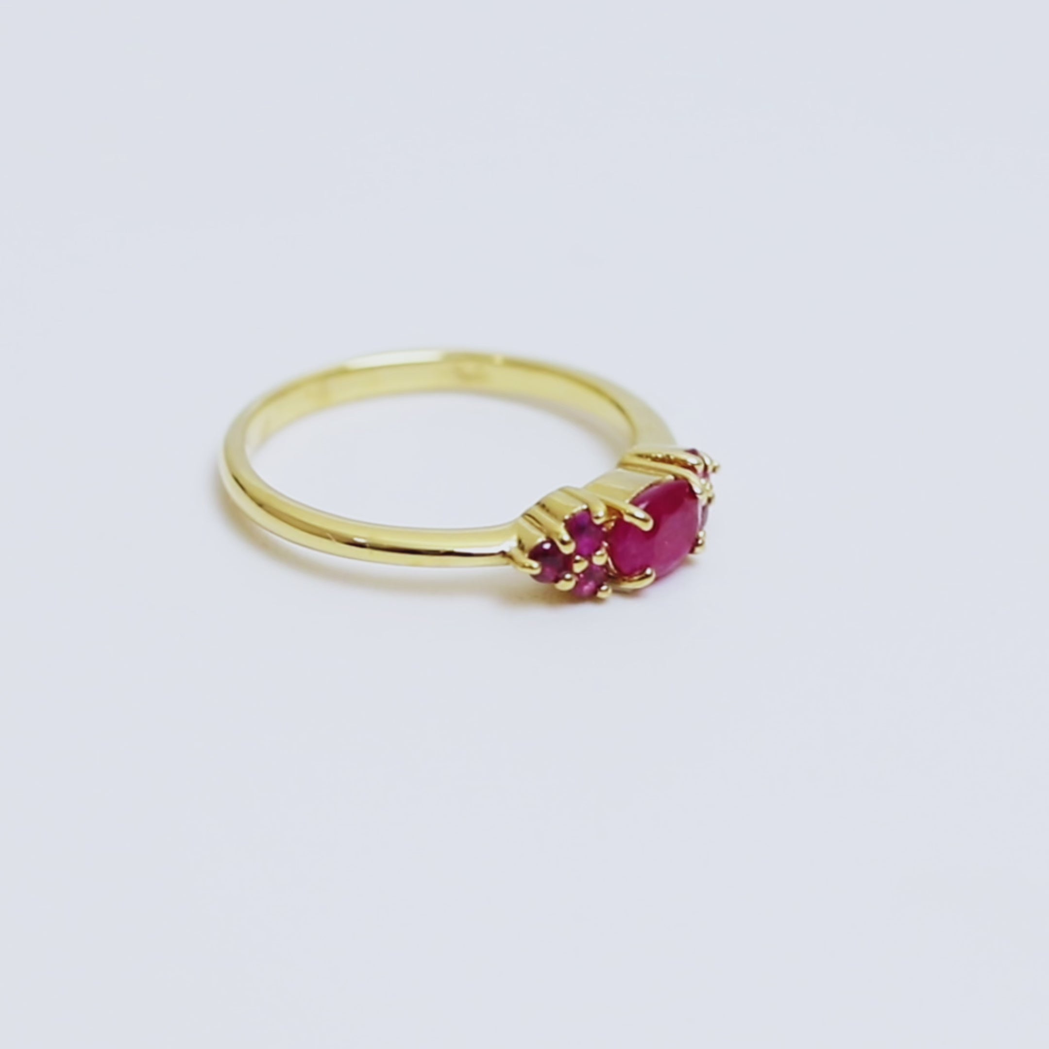 Natural Ruby Cluster Ring in 18K Gold
