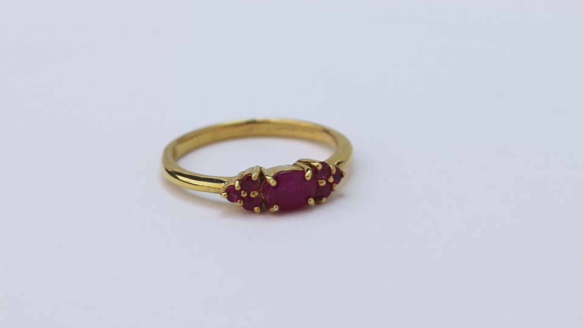 Signature – Ruby Celeste Cluster Ring – 14K Gold Plated Silver