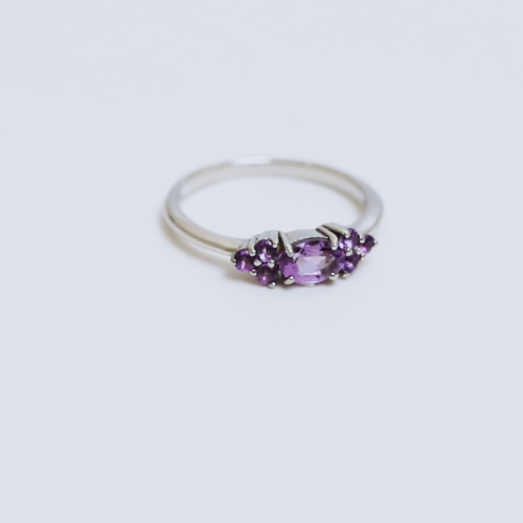 Anello Ametista a Sette Pietre in Argento Sterling 925