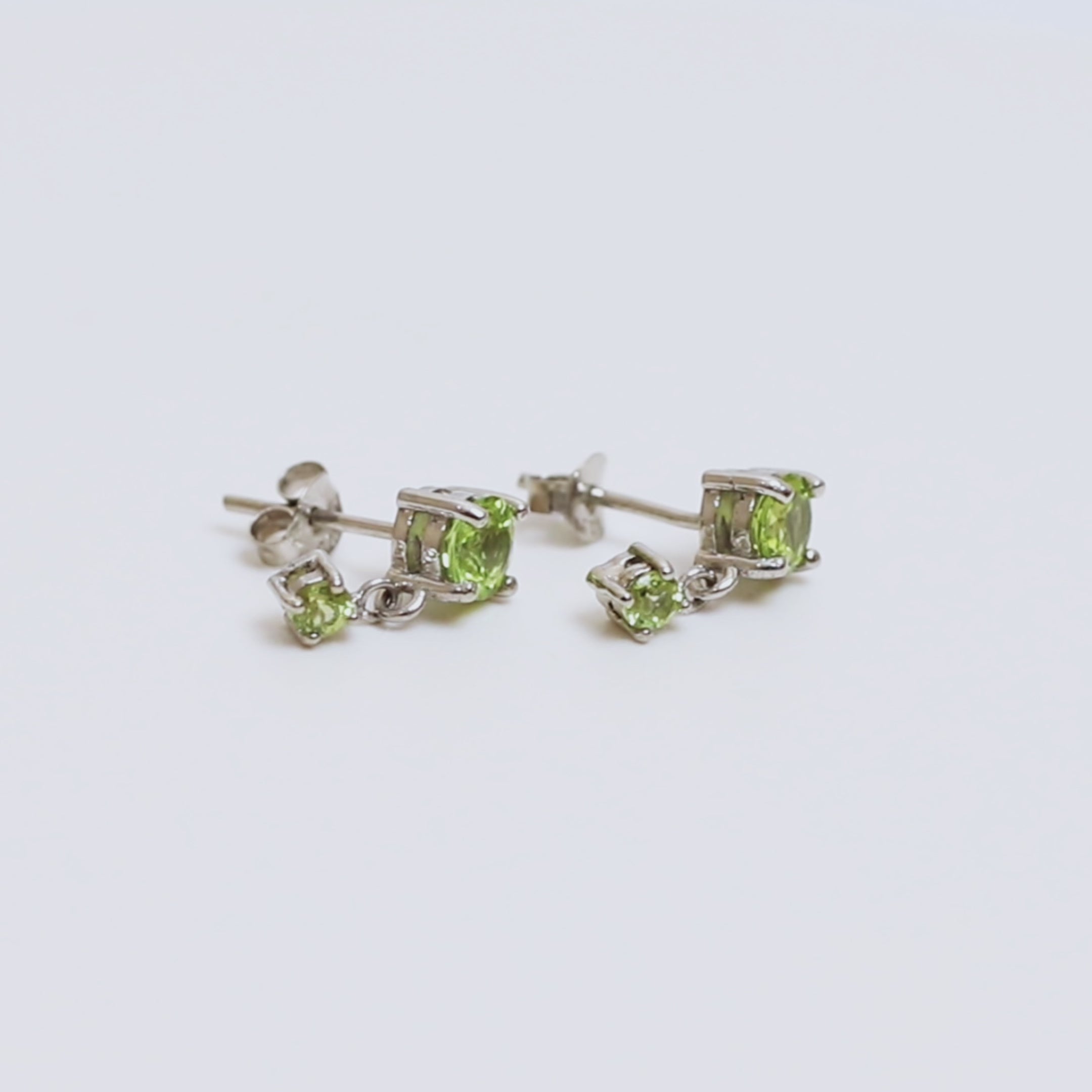 Peridot Two Stone Drop Earrings in 925 Sterling Silver