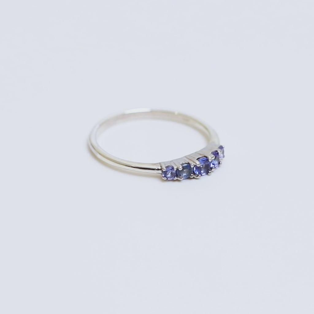 Modern Tanzanite Five Stone Ring in 925 Sterling Silver
