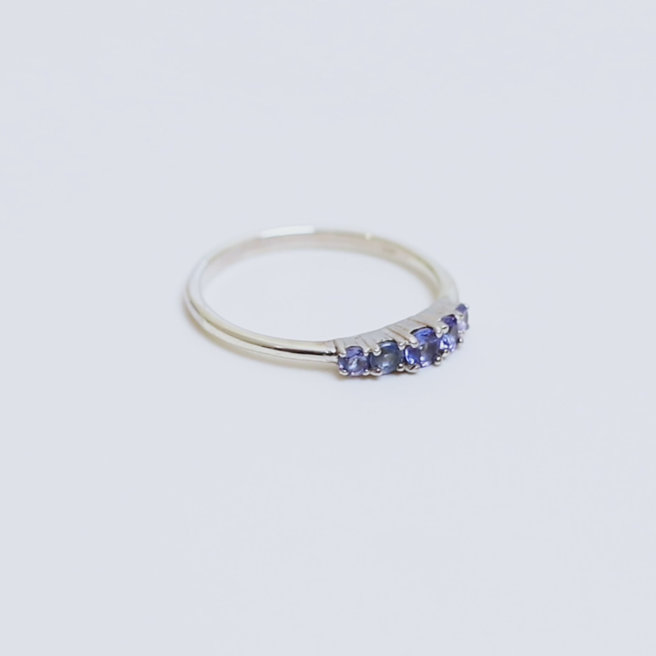 Modern Tanzanite Five Stone Ring in 925 Sterling Silver