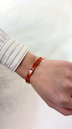Luxury red enamel bracelet in gold plated silver