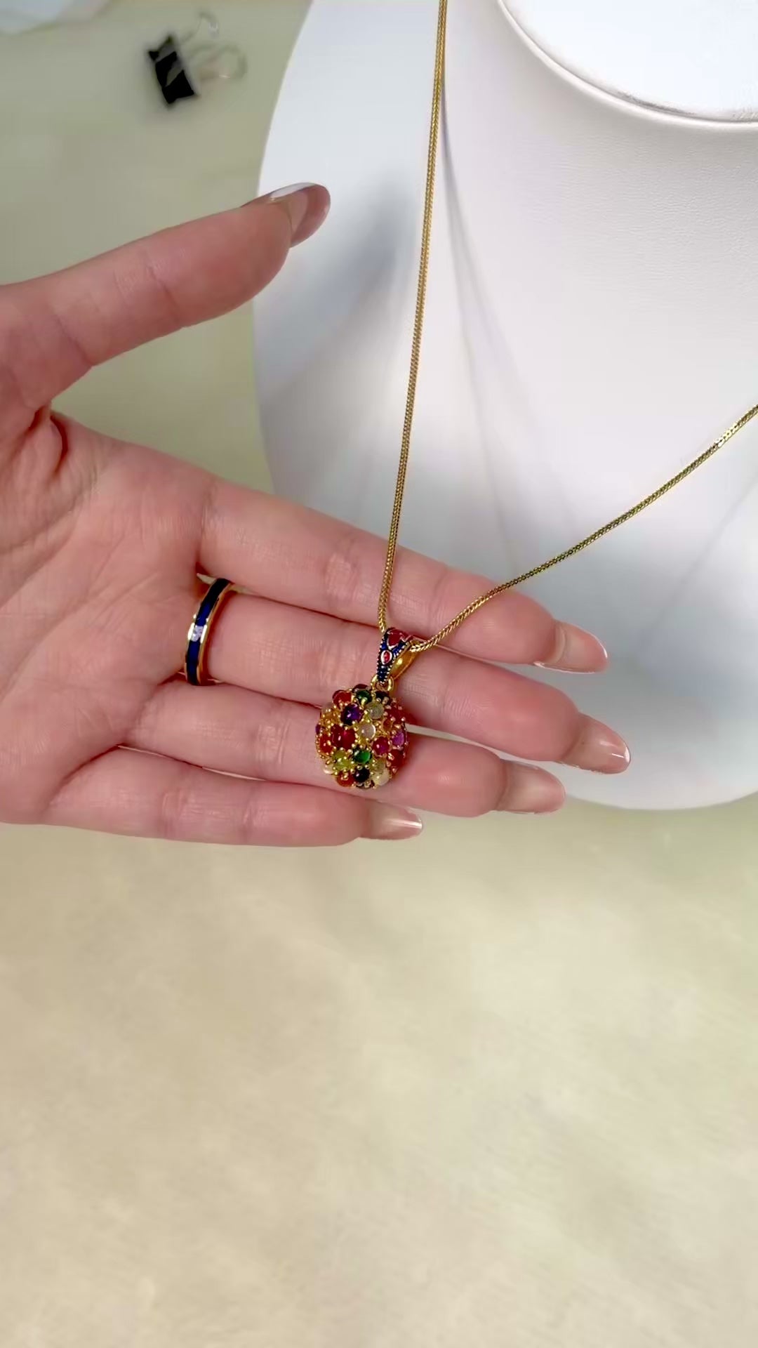 Handcrafted multi gem statement pendant for women
