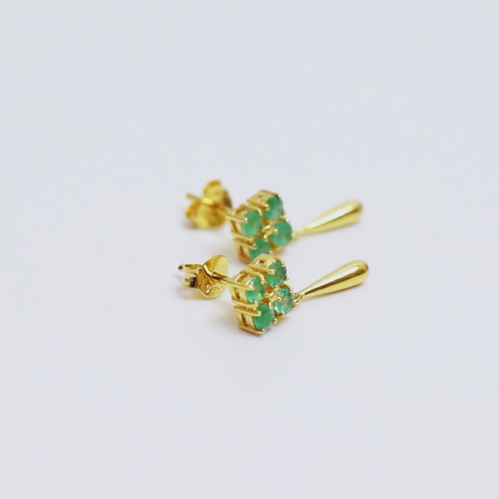 Minimalistische Smaragd-Ohrhänger in 18K Gold