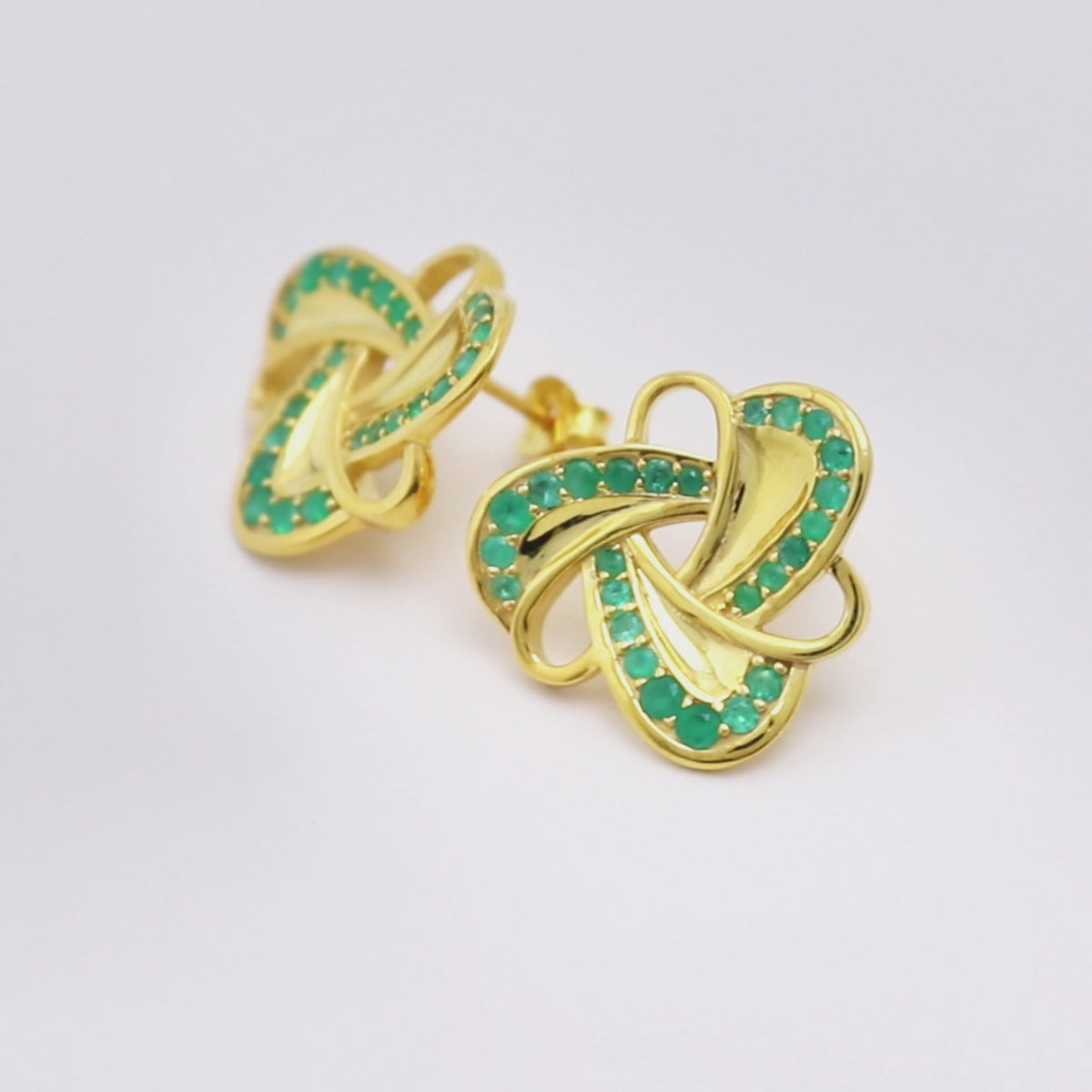 Emerald Statement Stud Earrings in 18K Gold-Plated Sterling Silver