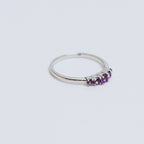 Amethyst Five Stone Ring in 925 Sterling Silver
