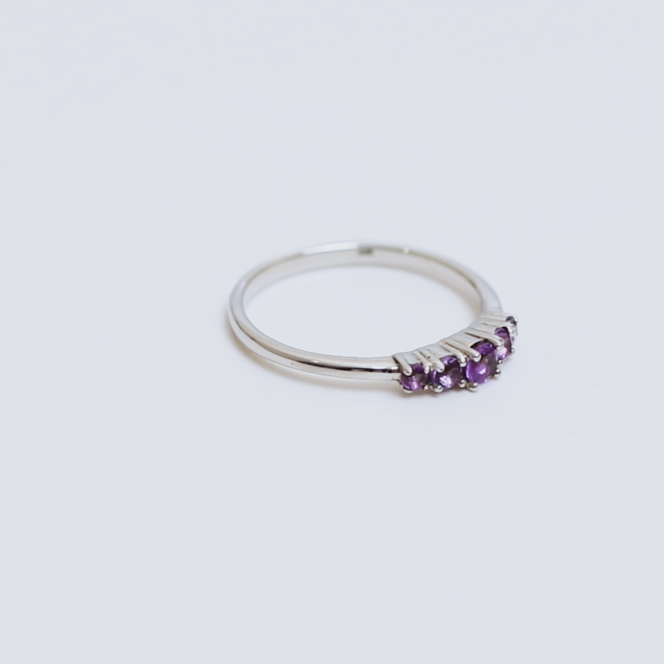 Amethyst Five Stone Ring in 925 Sterling Silver