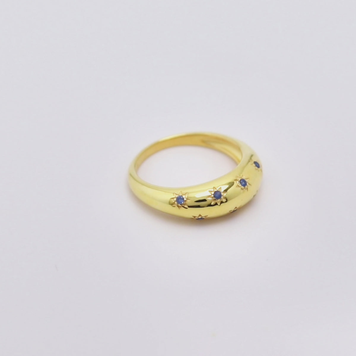 Blue Sapphire Dome Ring in 18K Gold-Plated Sterling Silver