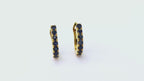 Minimalist sapphire hoop earrings handcrafted in sterling silver