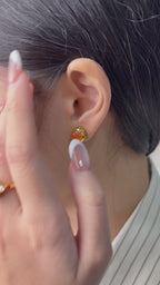 Round carnelian stud earrings in gold plated silver