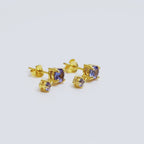 Pendientes Colgantes de Dos Piedras de Tanzanita en Oro 18K