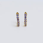 Tanzanite Huggie Hoop Earrings in 18K Gold