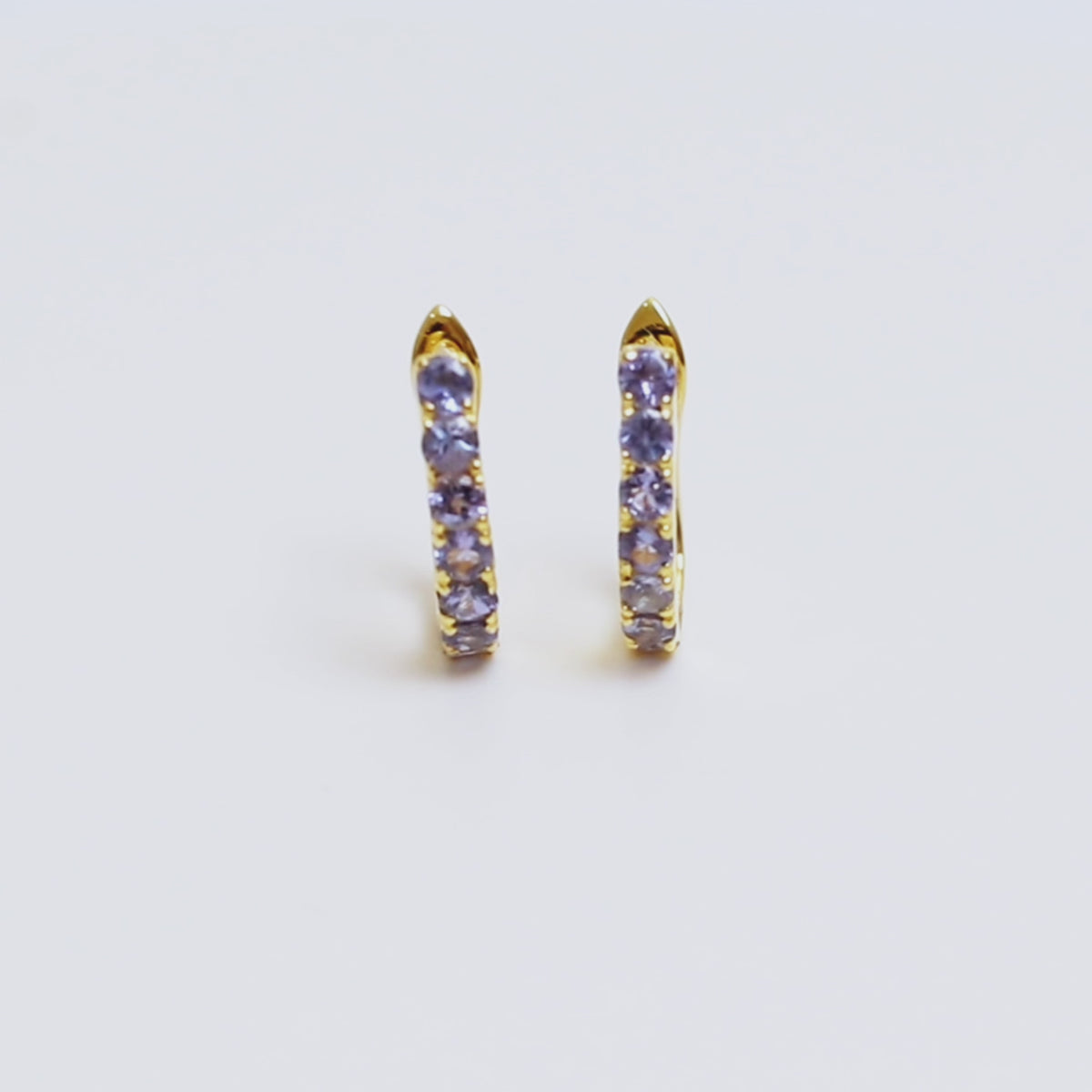 Tanzanite Huggie Hoop Earrings in 18K Gold