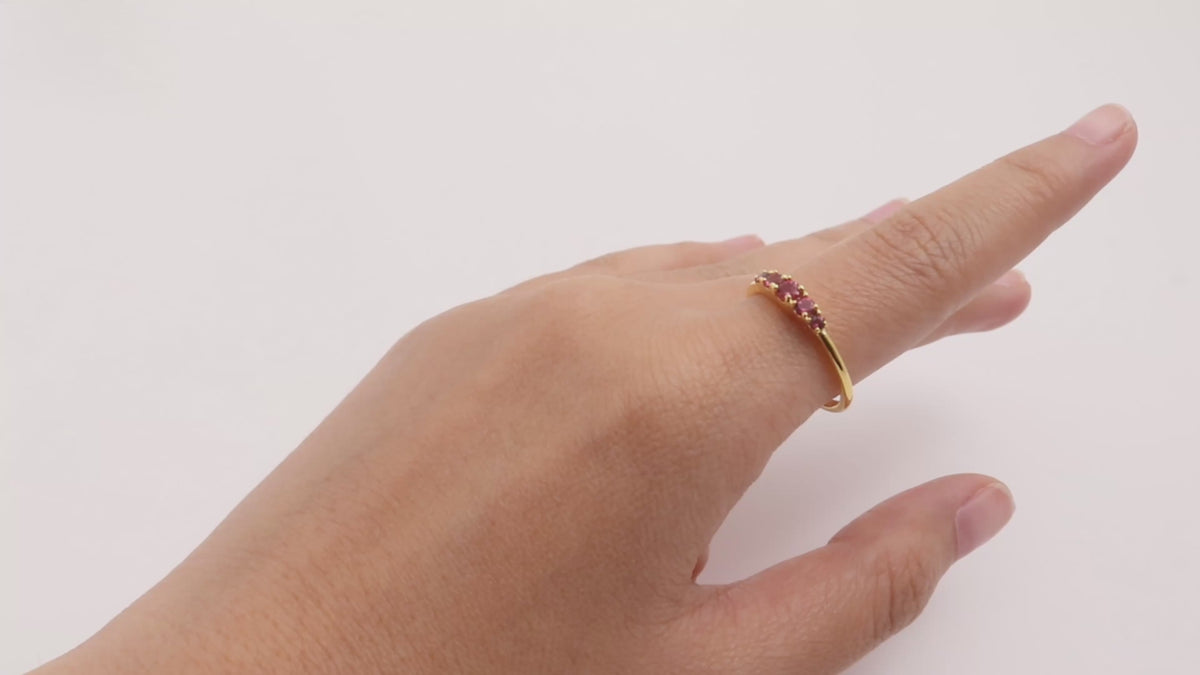 Pink Tourmaline Five Stone Ring in 18K Gold