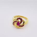 Luxury Ruby Engagement Ring in 18K Gold-Plated Sterling Silver