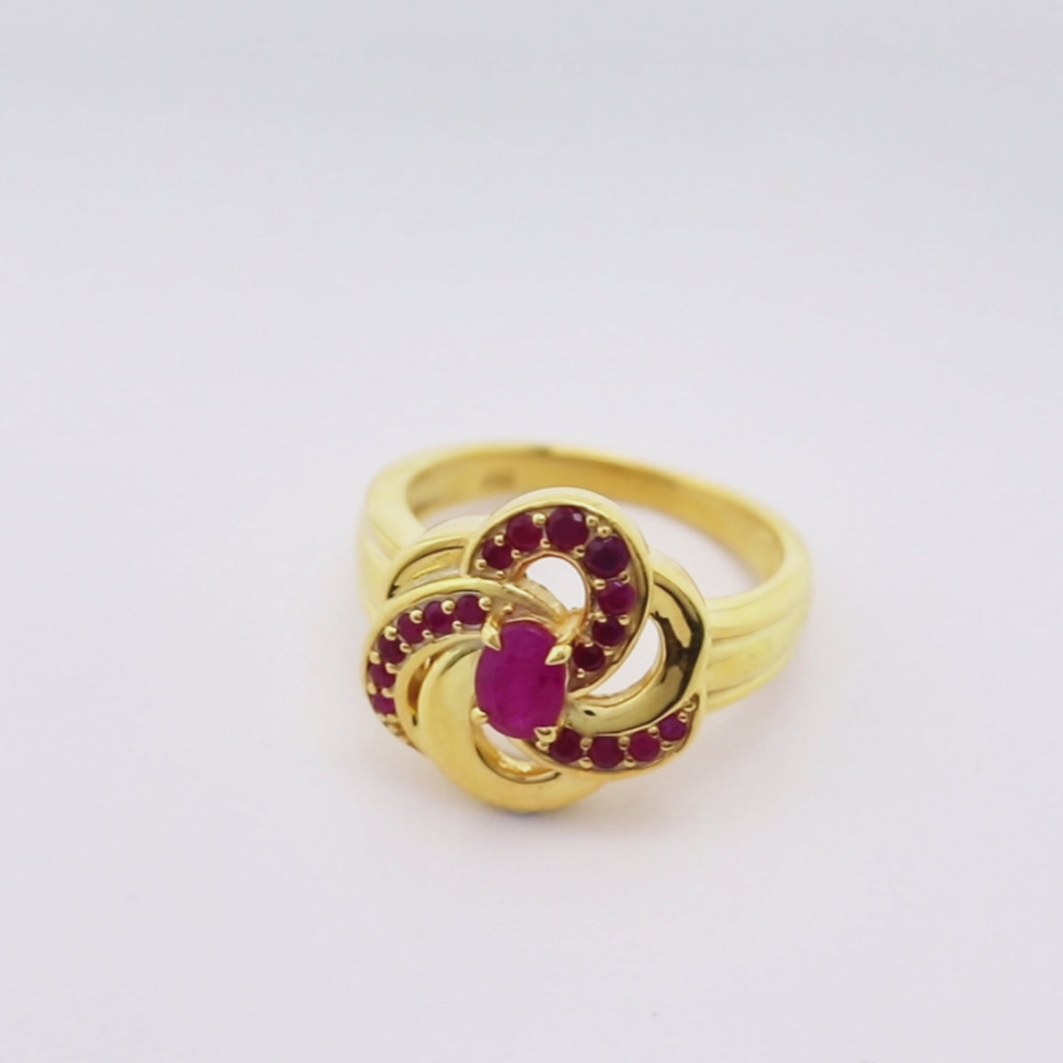 Luxury Ruby Engagement Ring in 18K Gold-Plated Sterling Silver