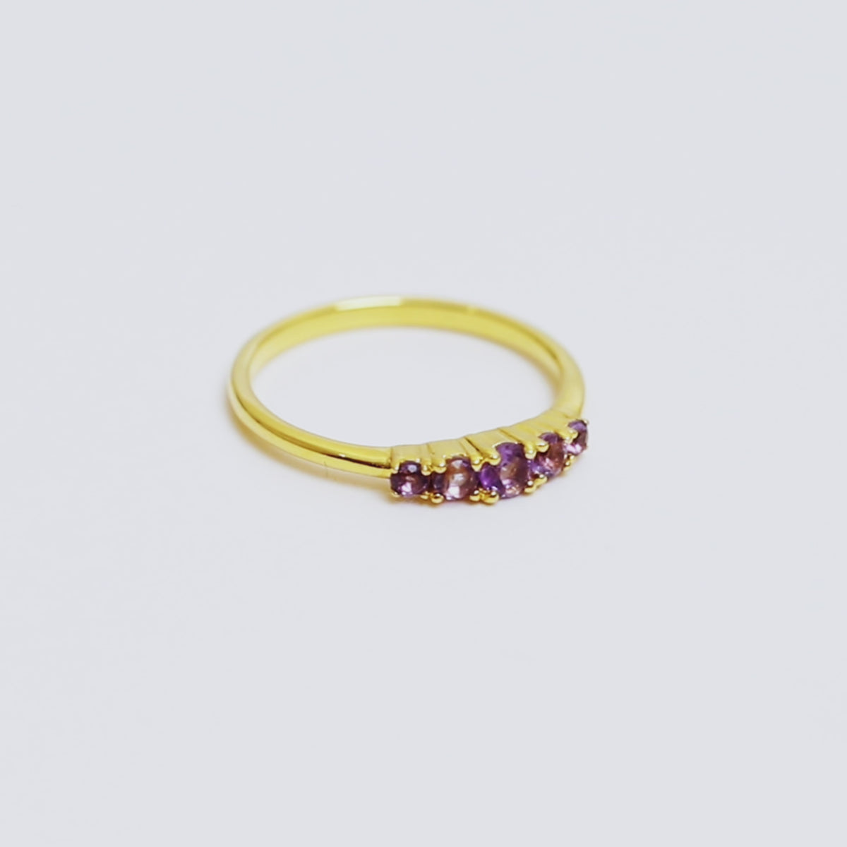 Amethyst Five Stone Ring in 18K Gold
